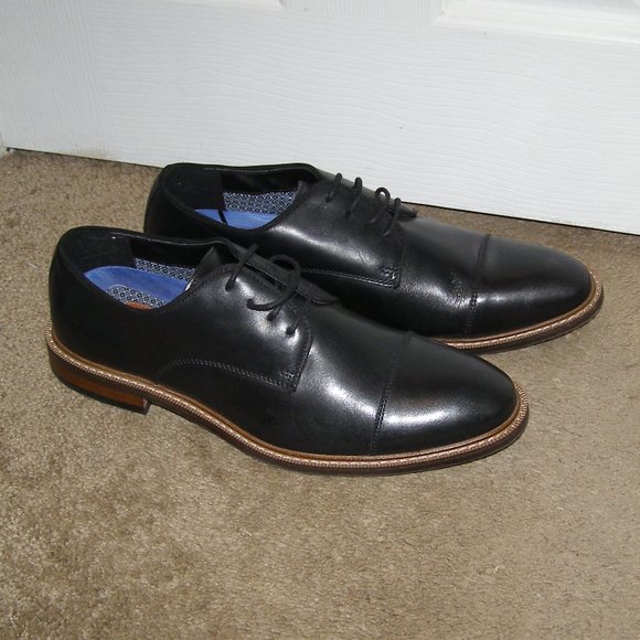 👞 NEW size 8M MENS Vince Camuto Black Leather Dress shoes Oxford - Picture 4 of 11